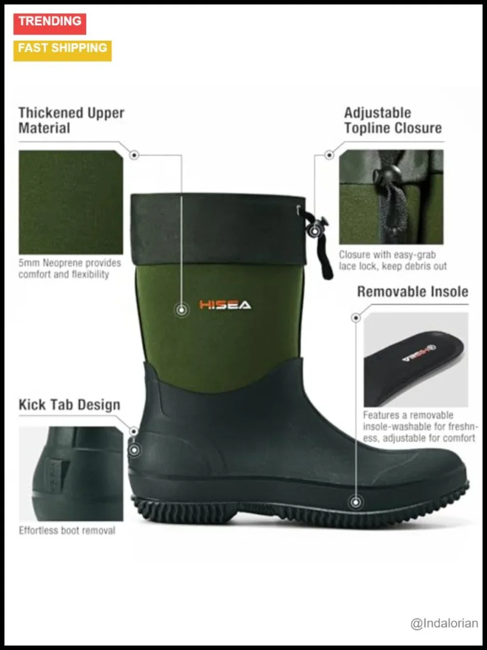 Mud Resistant Mens Rain Boots Rubber Shoes for Garden Farm Outdoor